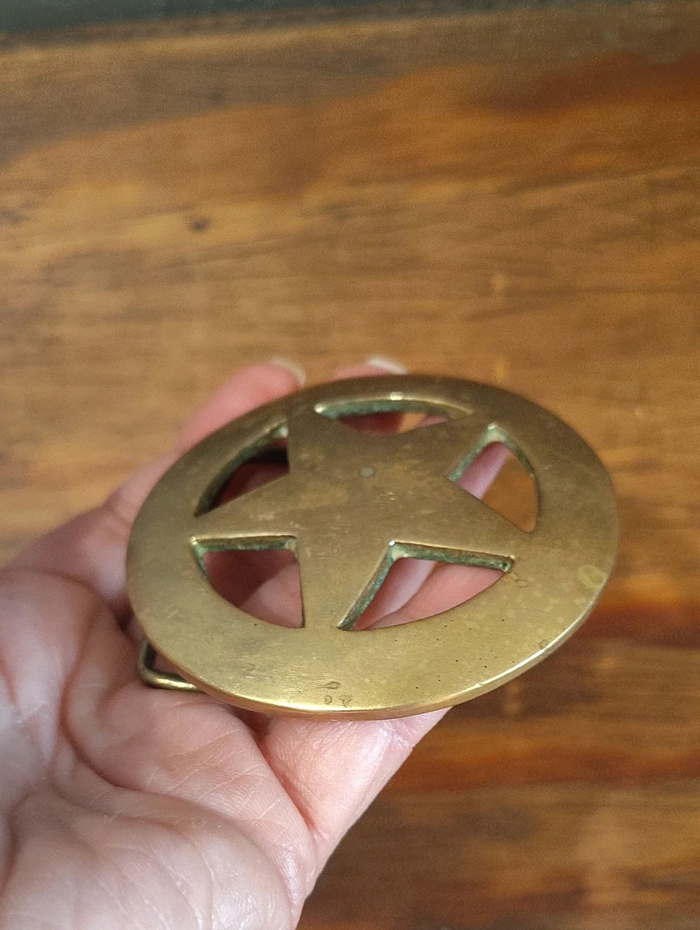 Solid Brass Round Texas Ranger Star Belt 2.5